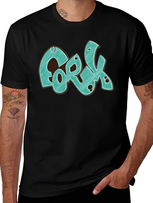 Cork Graphic Tee - Stylish Black Cotton T-Shirt