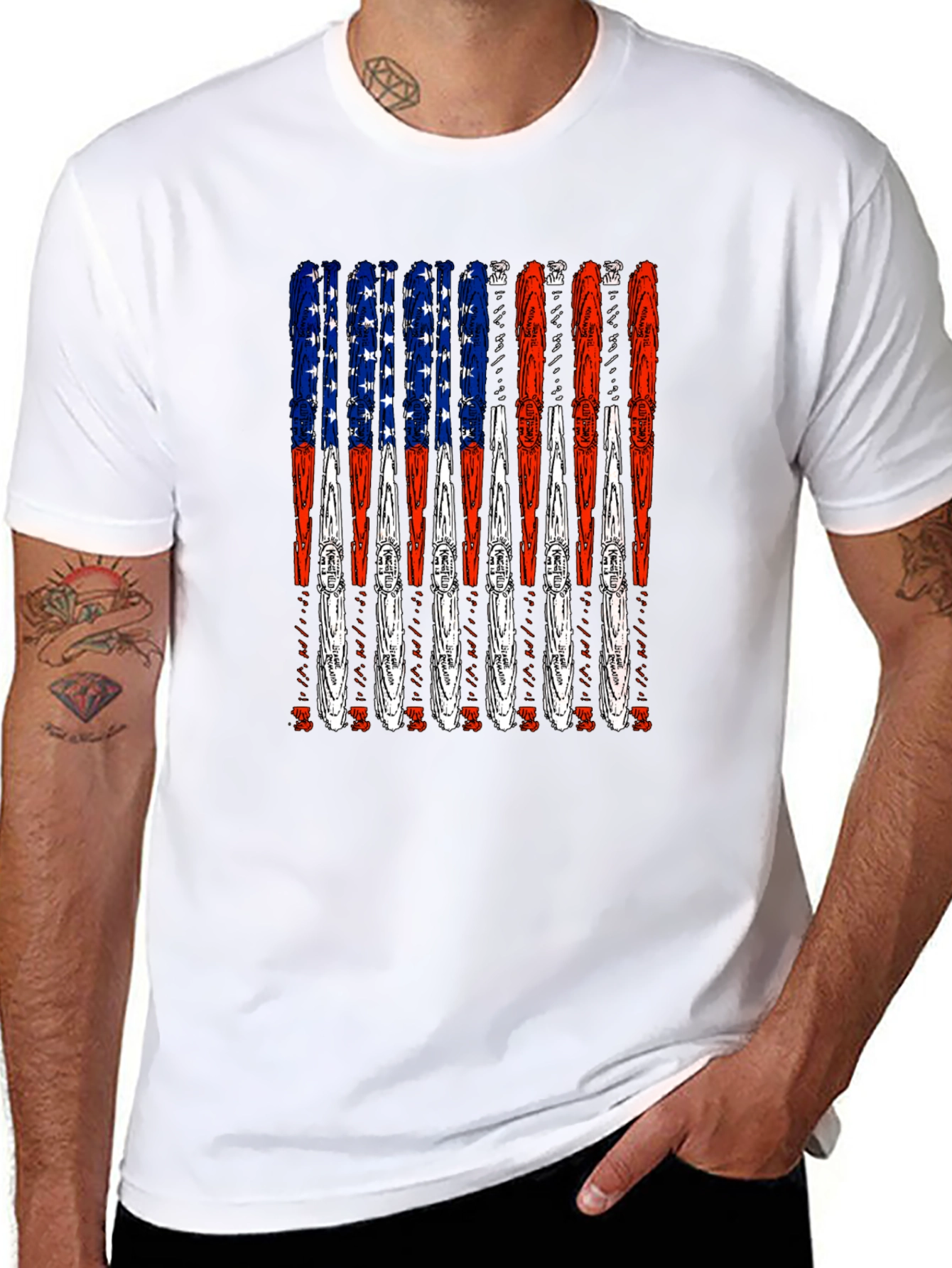 American Flag Ski T-Shirt - USA Pride