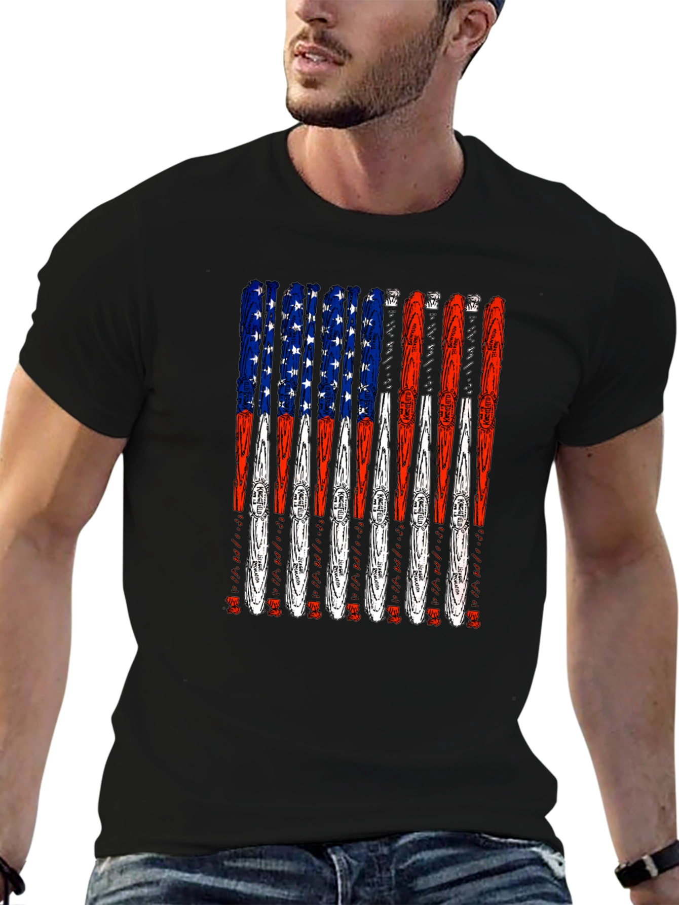 American Flag Ski T-Shirt - USA Pride