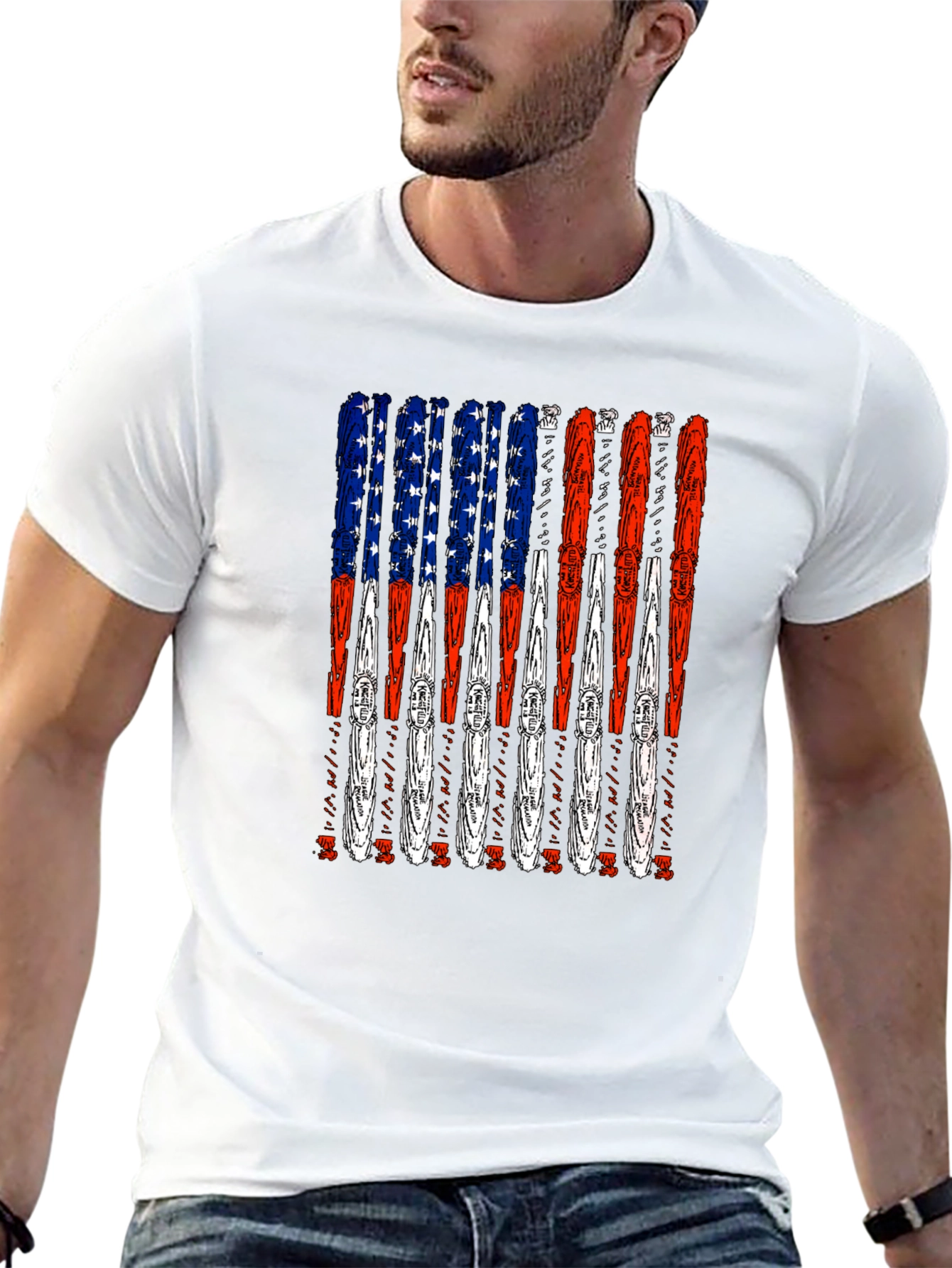 American Flag Ski T-Shirt - USA Pride