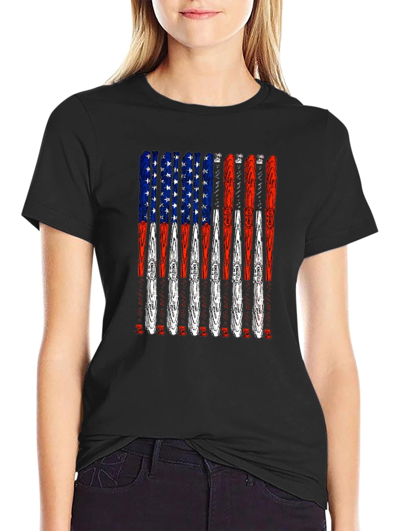 American Flag Ski T-Shirt - USA Pride