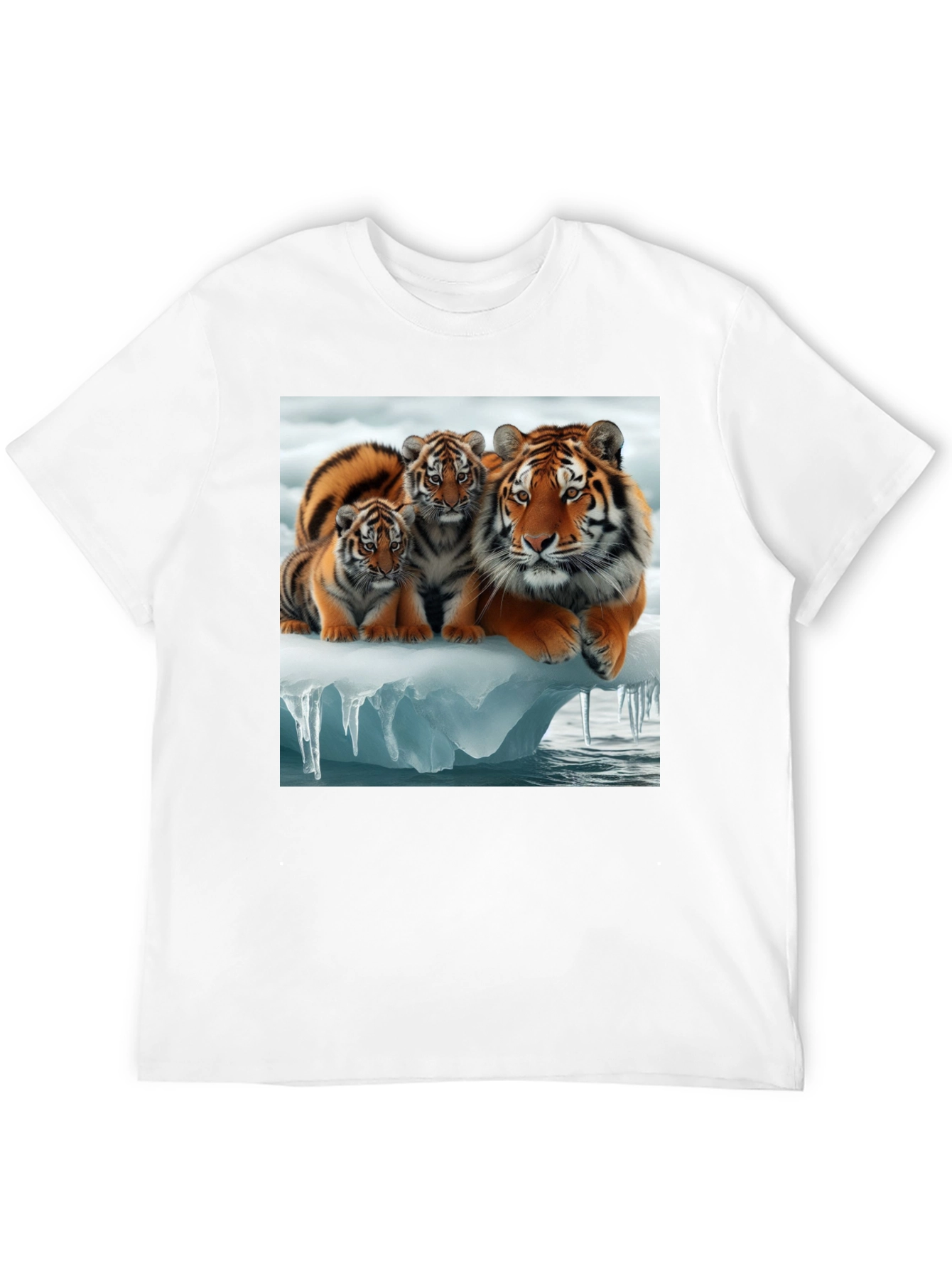 Tiger Family Graphic Tee - Black Cotton T-Shirt