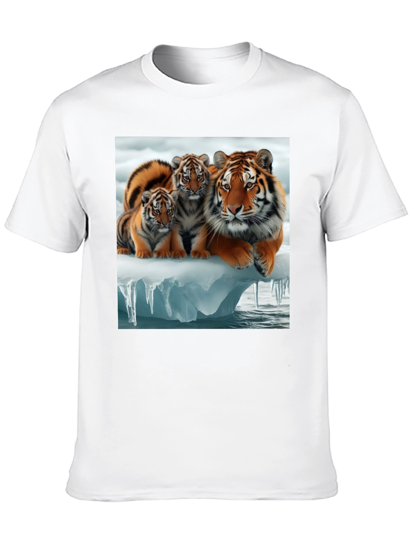 Tiger Family Graphic Tee - Black Cotton T-Shirt