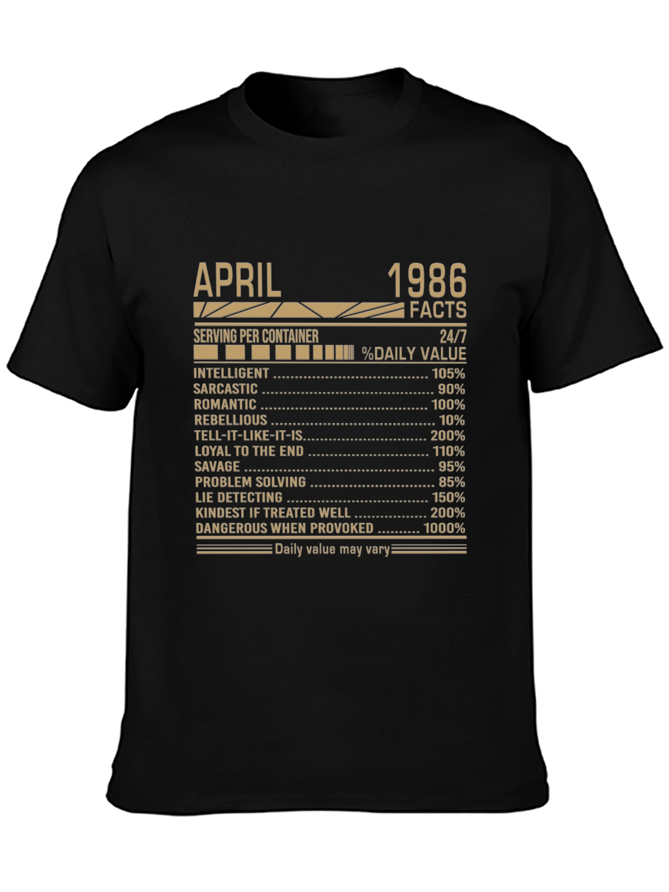April 1986 Facts T-Shirt Birthday Gift