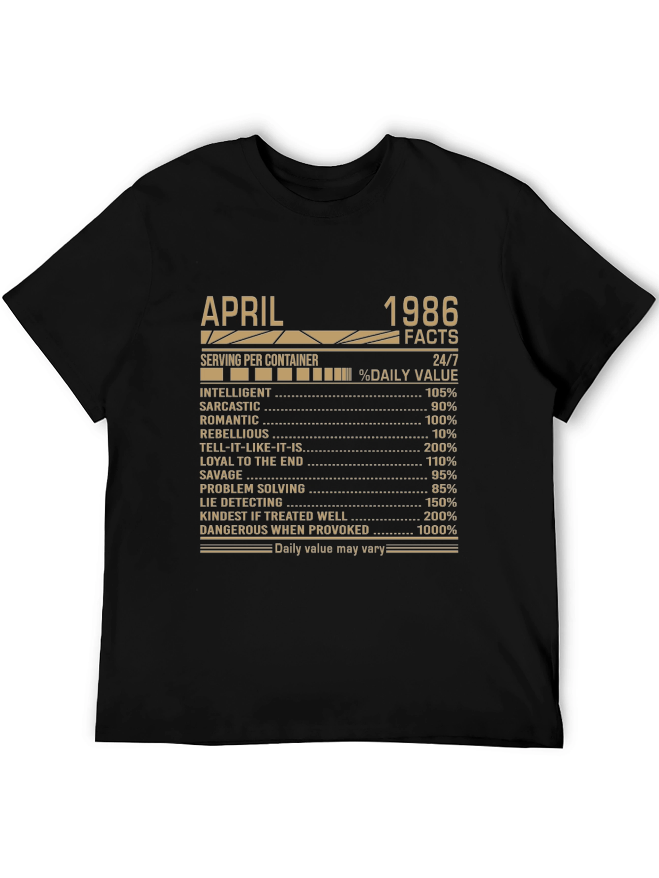 April 1986 Facts T-Shirt Birthday Gift