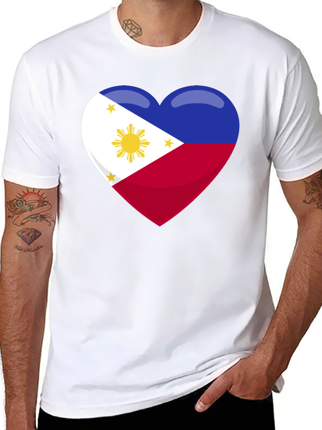 Philippines Flag Heart Graphic T-Shirt
