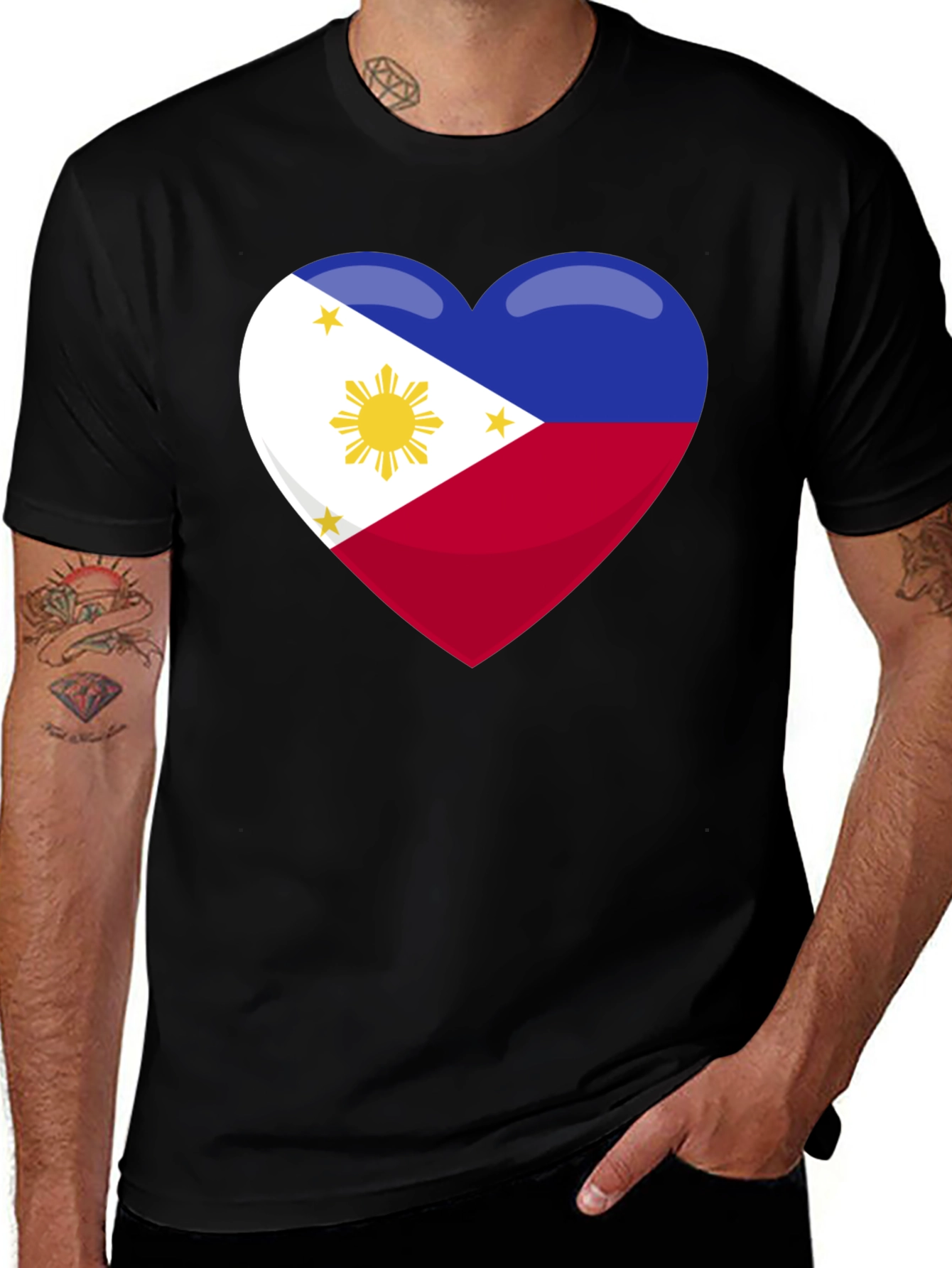 Philippines Flag Heart Graphic T-Shirt