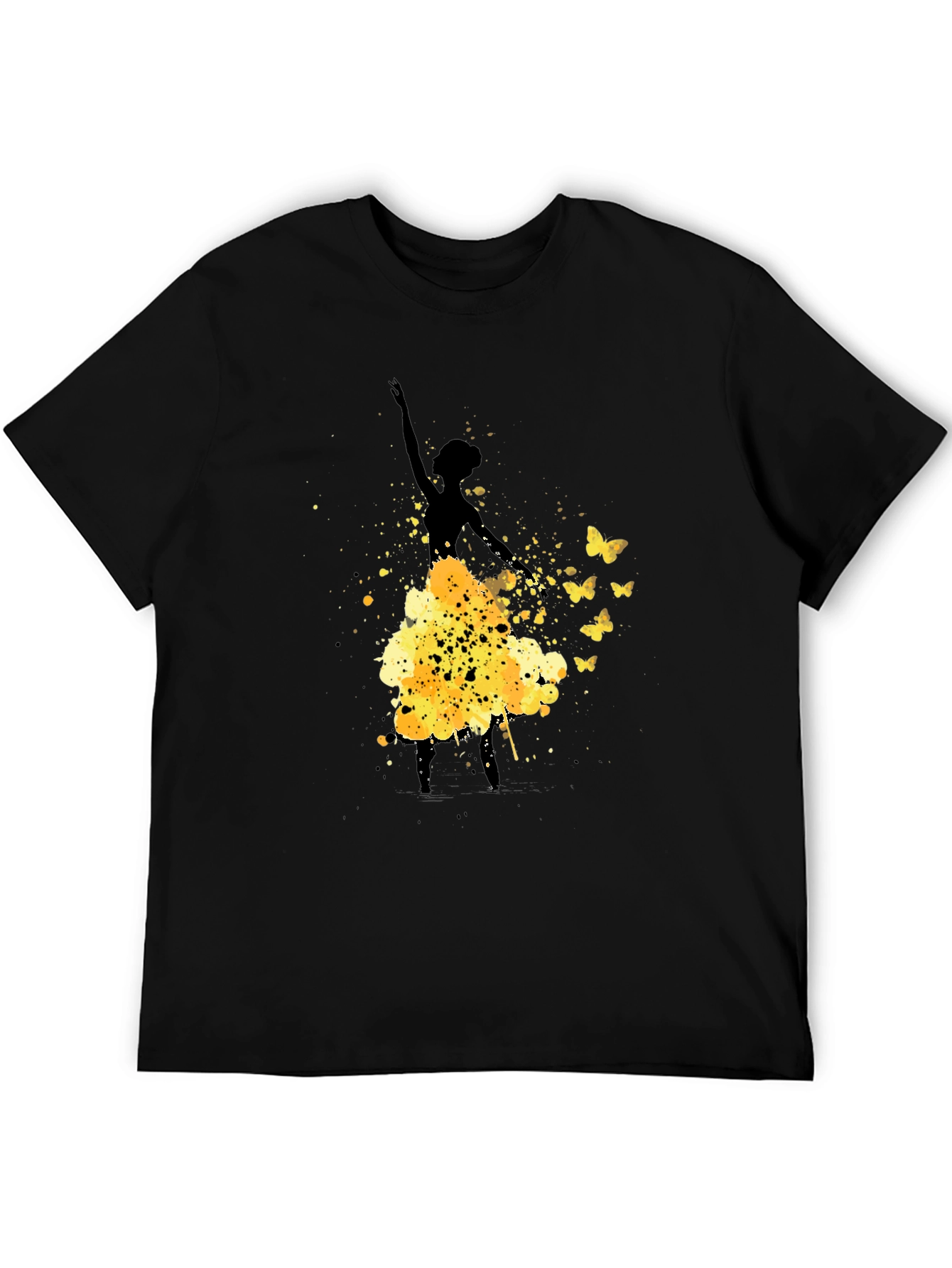 Ballerina Butterfly Black Graphic T-Shirt