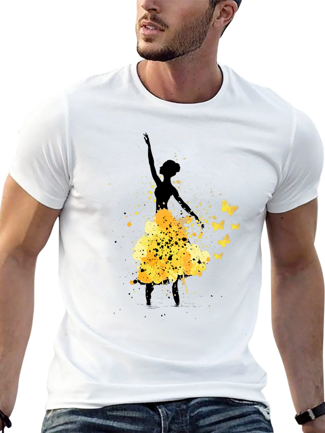Ballerina Butterfly Black Graphic T-Shirt