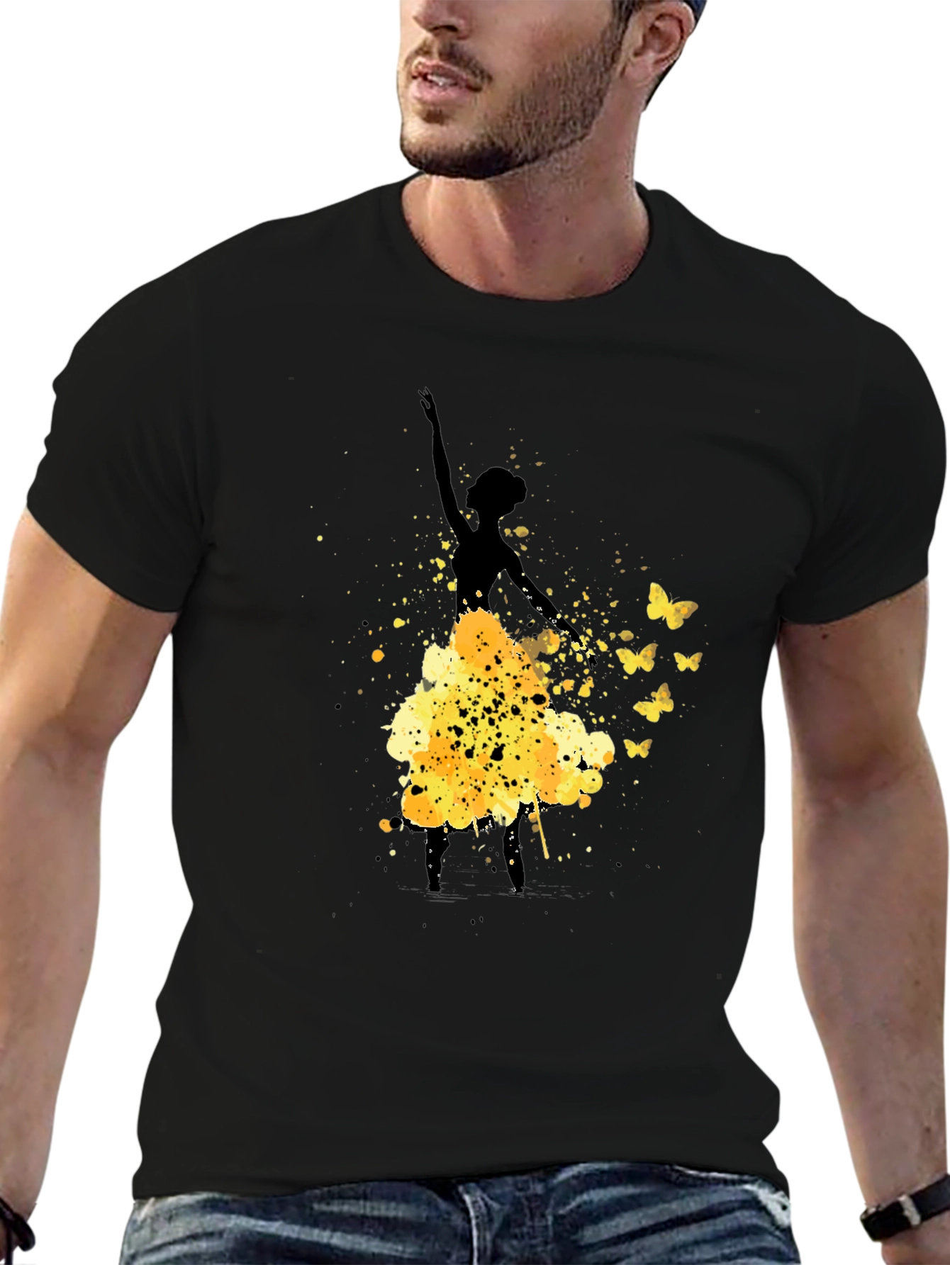 Ballerina Butterfly Black Graphic T-Shirt