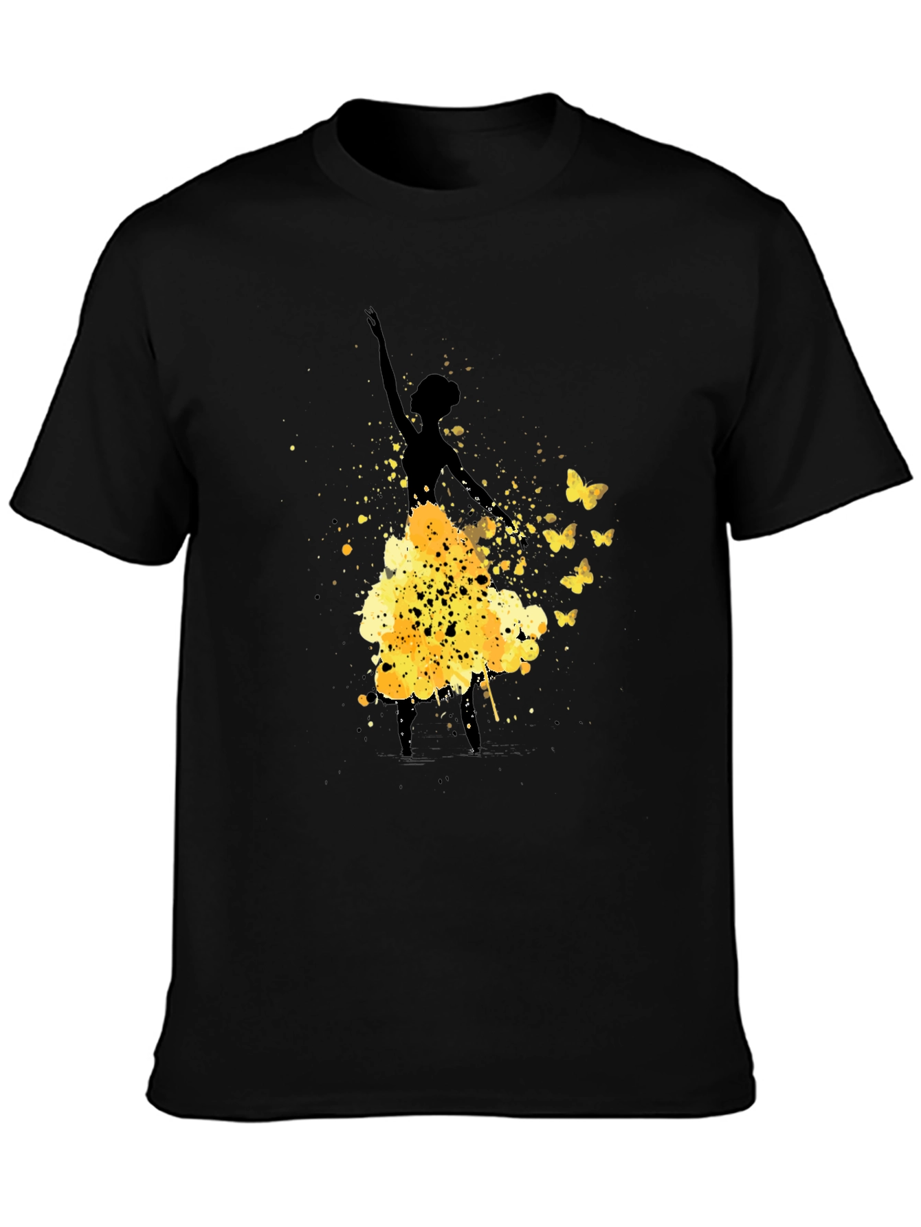 Ballerina Butterfly Black Graphic T-Shirt