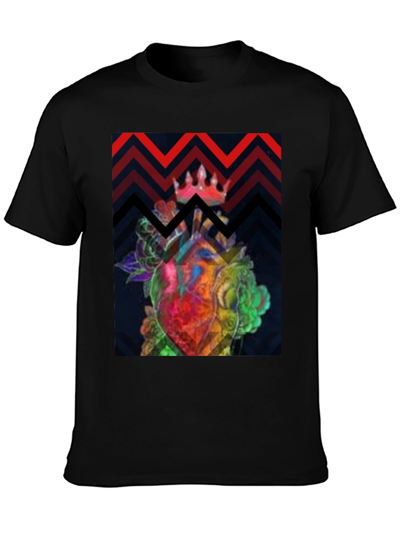 Graphic Heart Crown Black T-Shirt