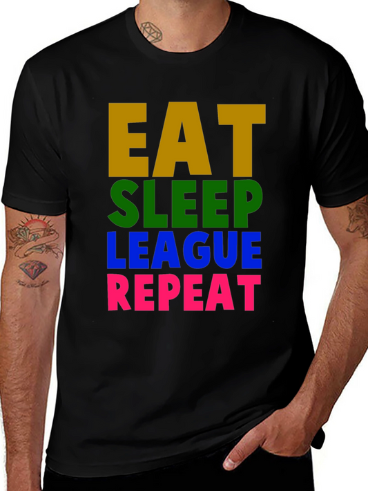 Eat Sleep League Repeat Graphic T-Shirt - Gaming Tee
