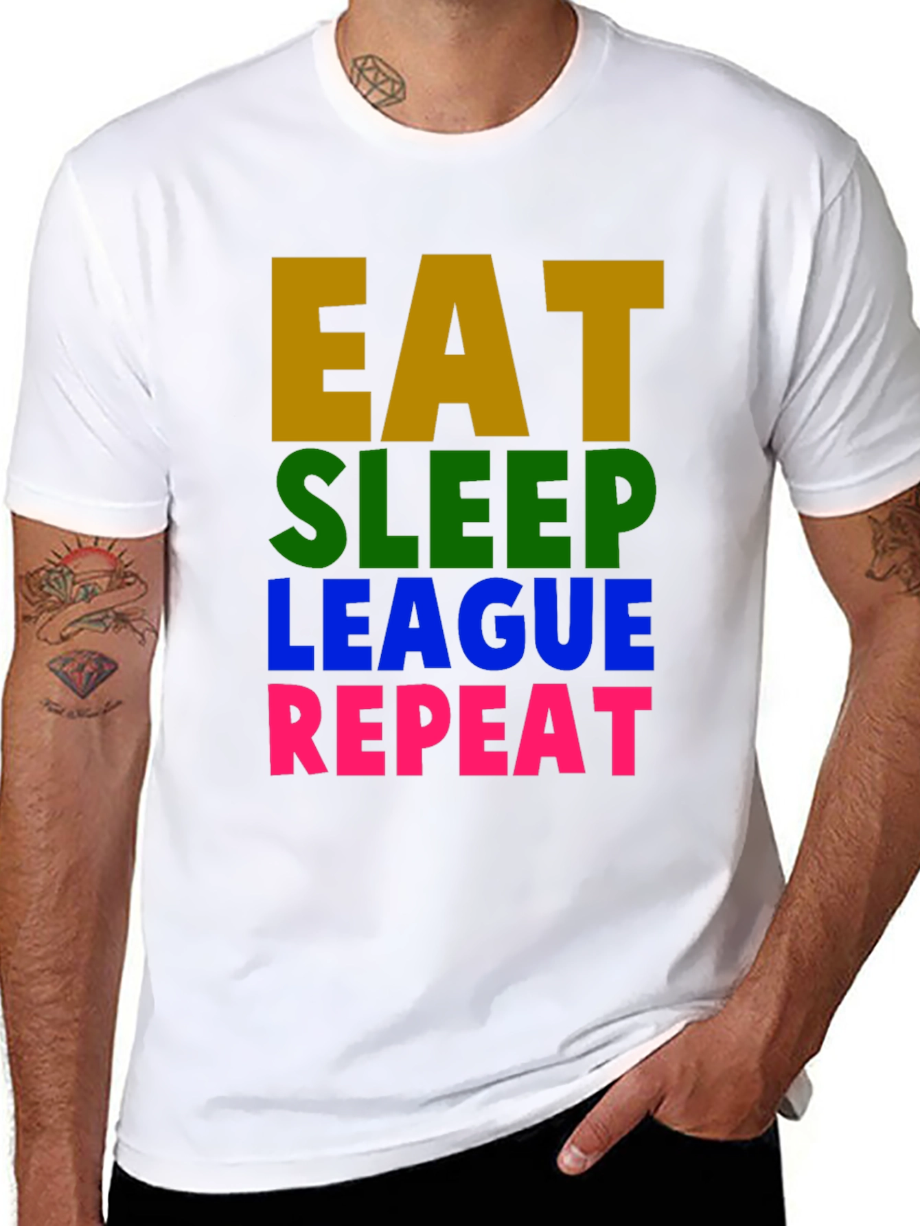 Eat Sleep League Repeat Graphic T-Shirt - Gaming Tee
