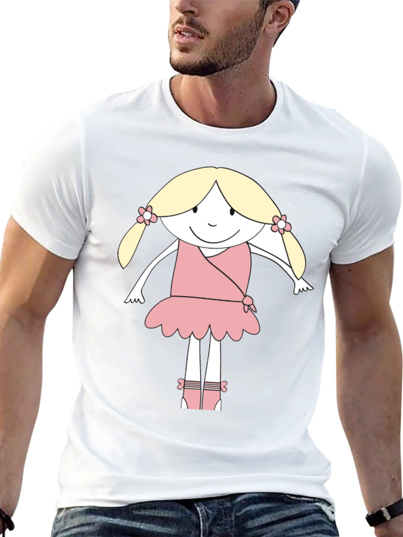 Cute Cartoon Ballerina Black T-Shirt