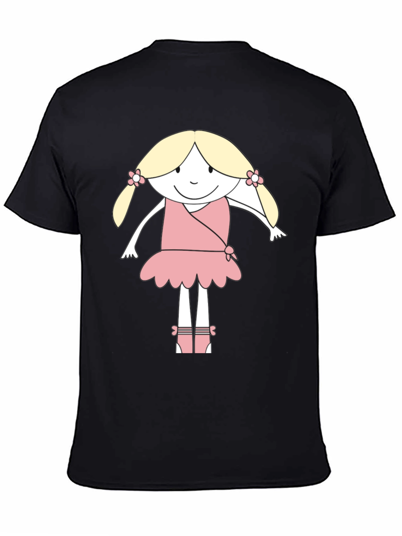 Cute Cartoon Ballerina Black T-Shirt