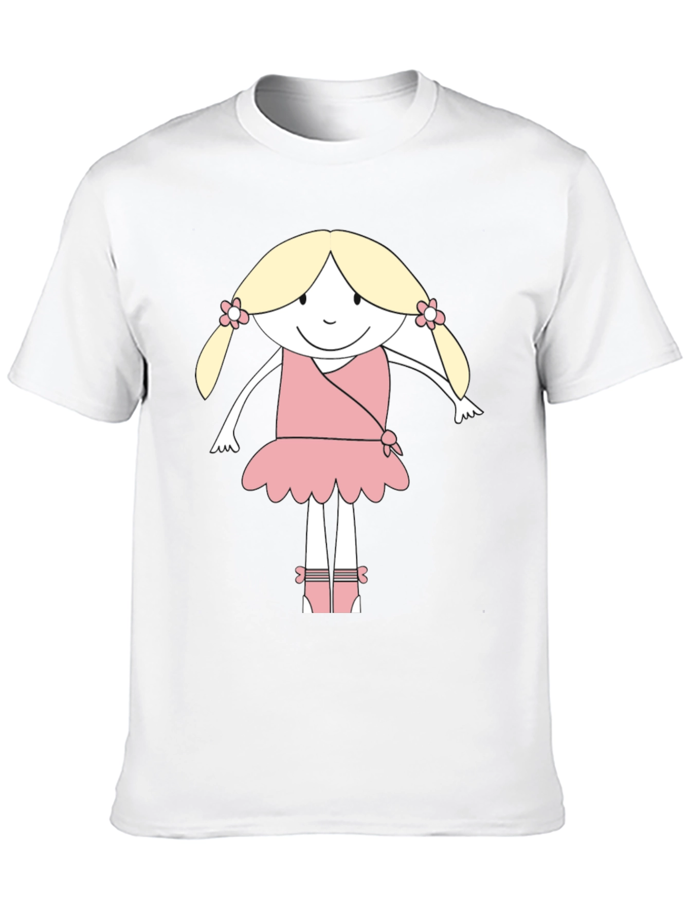 Cute Cartoon Ballerina Black T-Shirt
