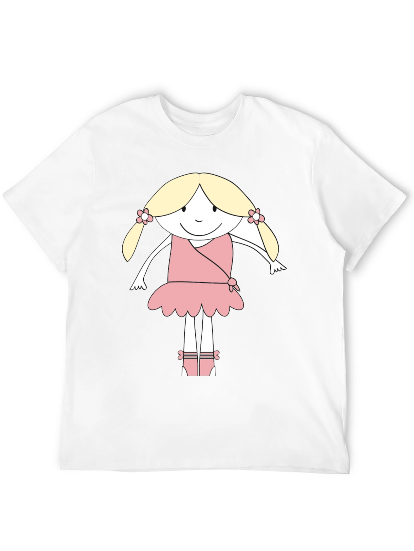 Cute Cartoon Ballerina Black T-Shirt