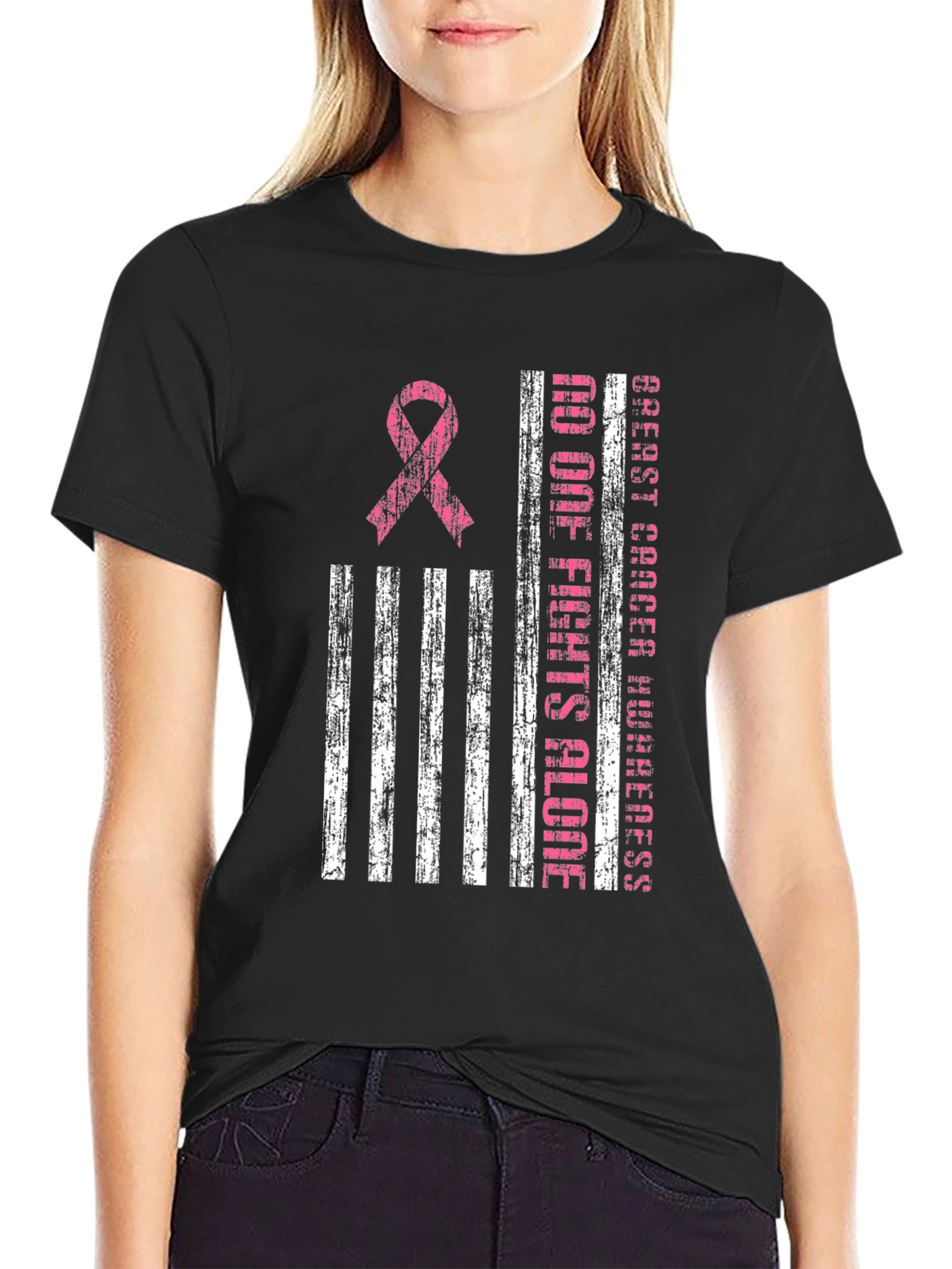 Breast Cancer Awareness Tee - No One Fights Alone