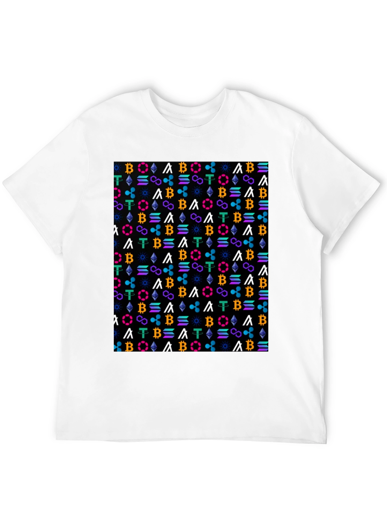 Crypto Pattern T-Shirt - Bitcoin Ethereum & More!