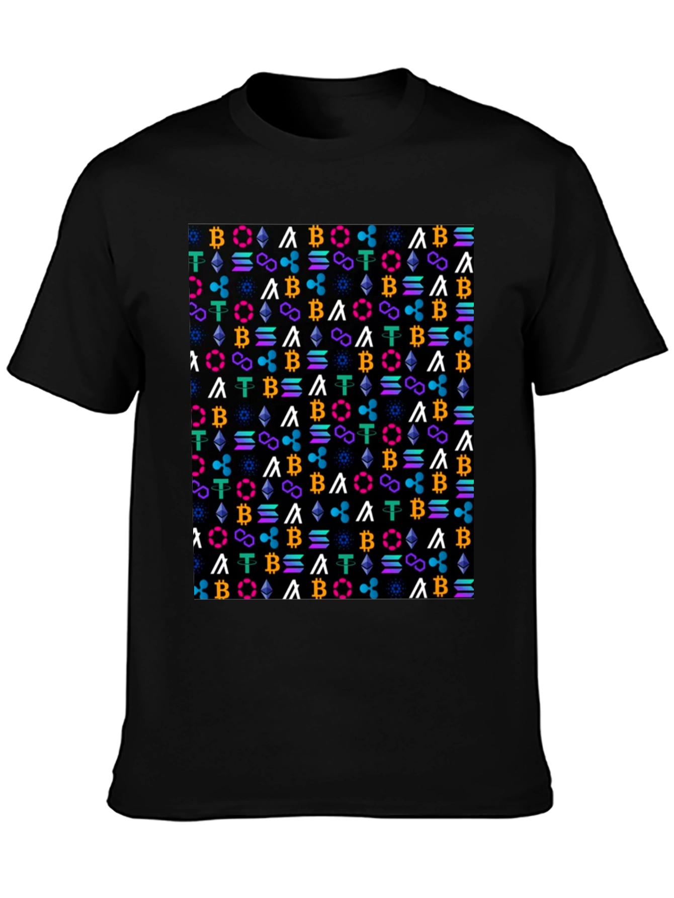Crypto Pattern T-Shirt - Bitcoin Ethereum & More!