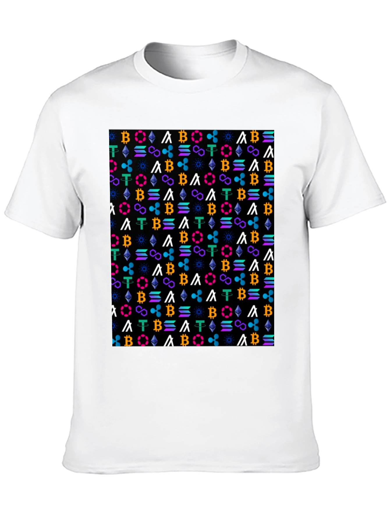 Crypto Pattern T-Shirt - Bitcoin Ethereum & More!