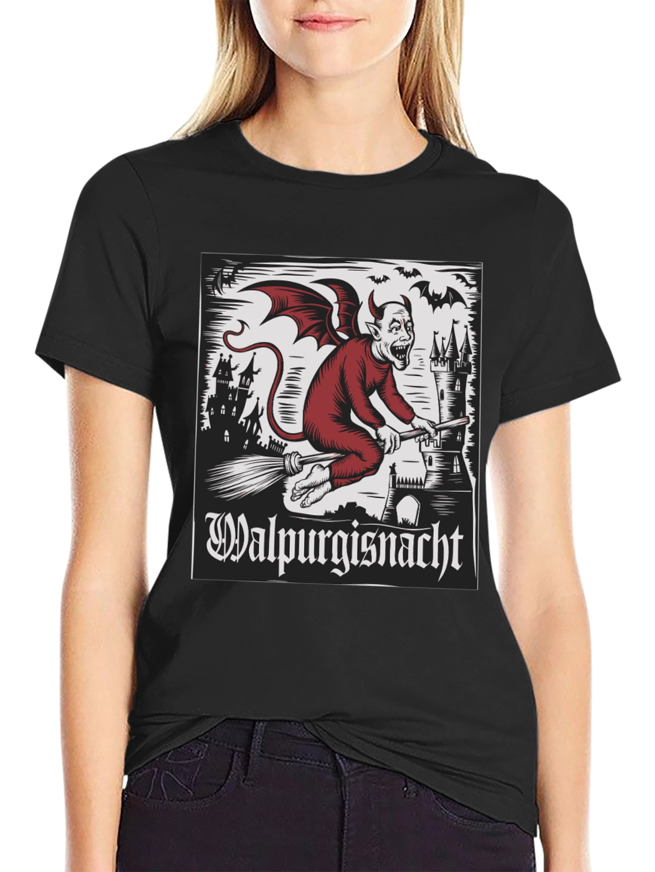Walpurgisnacht Graphic Tee - Devil on Broomstick