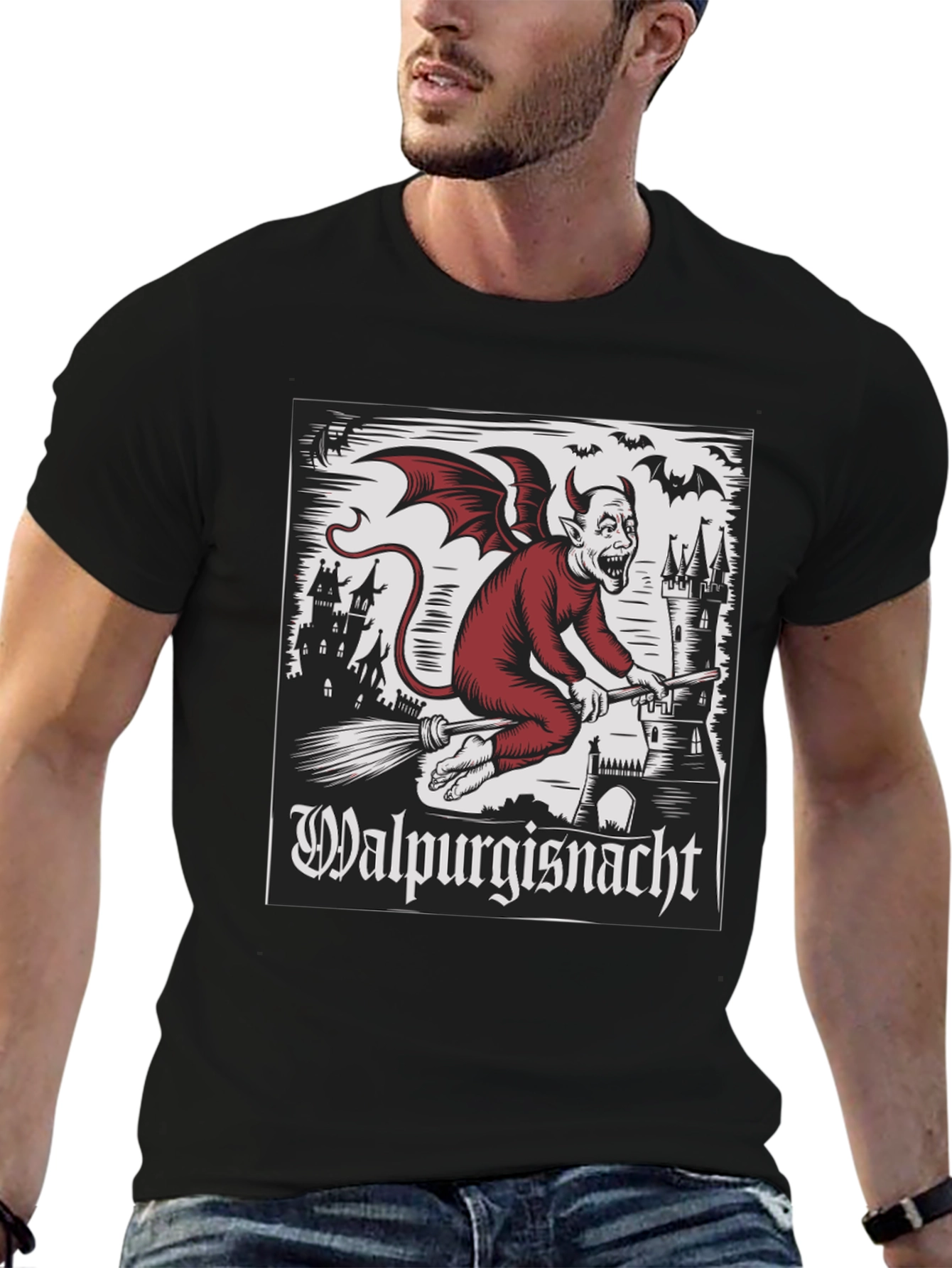 Walpurgisnacht Graphic Tee - Devil on Broomstick