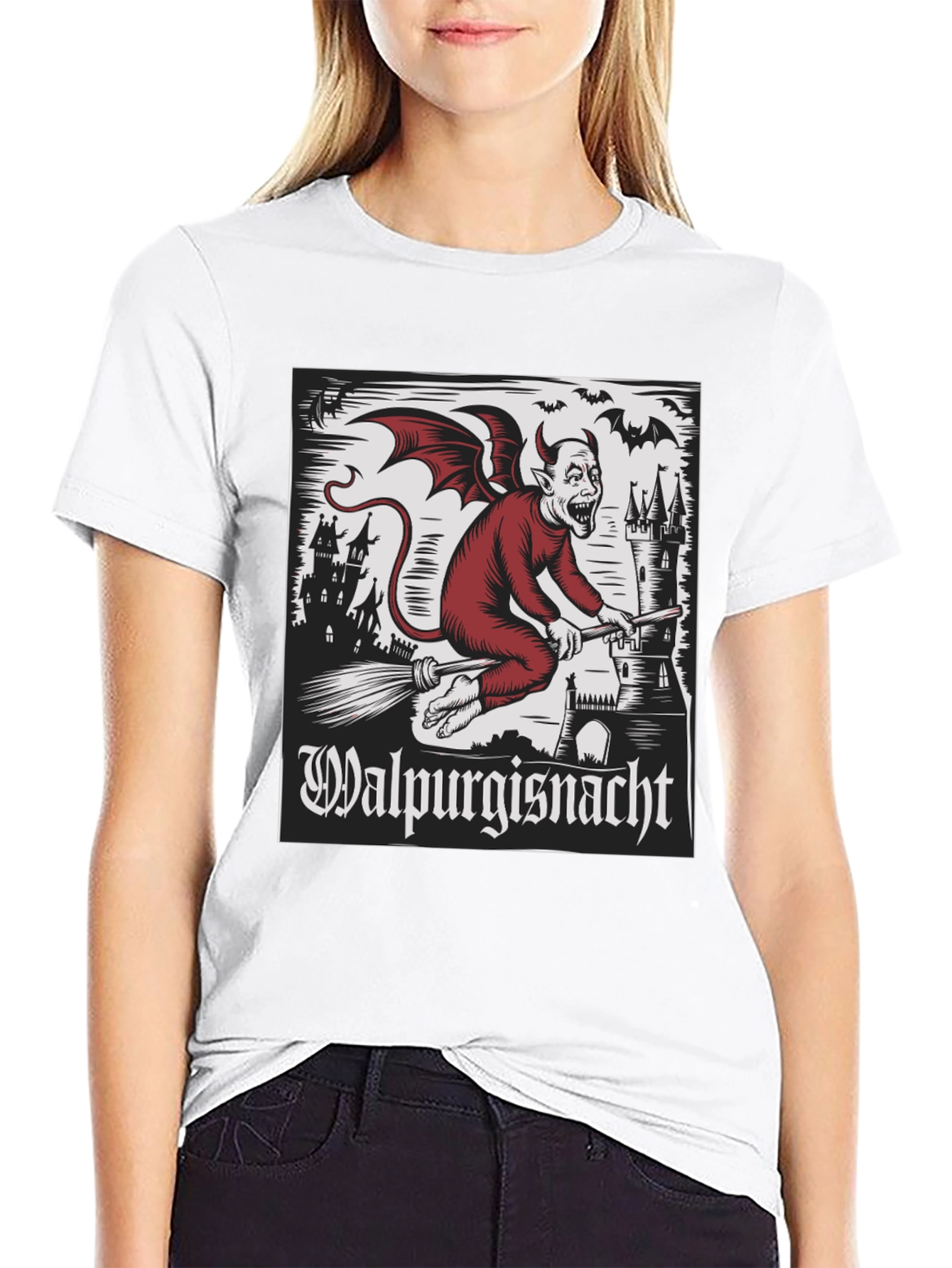 Walpurgisnacht Graphic Tee - Devil on Broomstick