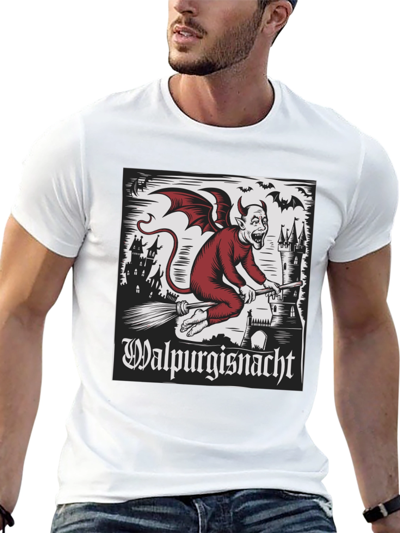 Walpurgisnacht Graphic Tee - Devil on Broomstick