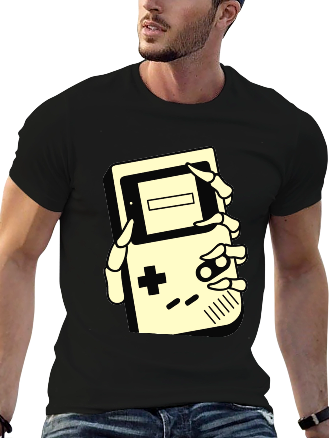 Retro Gamer Tee - Skeleton Hand Game Boy