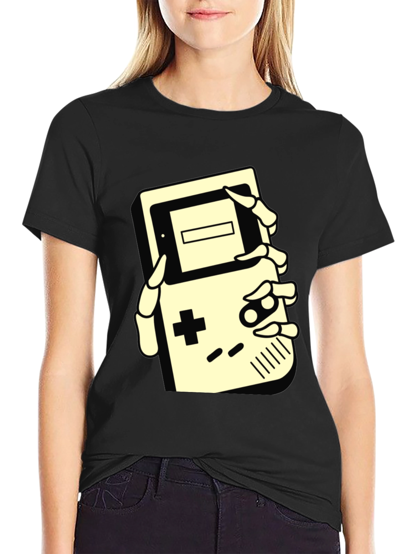 Retro Gamer Tee - Skeleton Hand Game Boy
