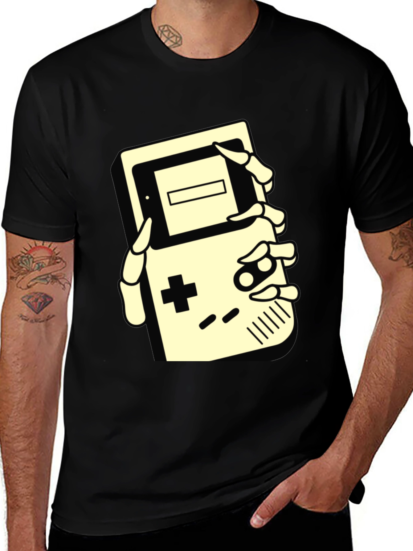 Retro Gamer Tee - Skeleton Hand Game Boy