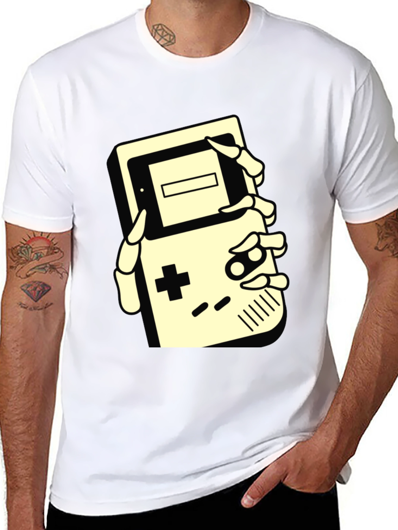 Retro Gamer Tee - Skeleton Hand Game Boy