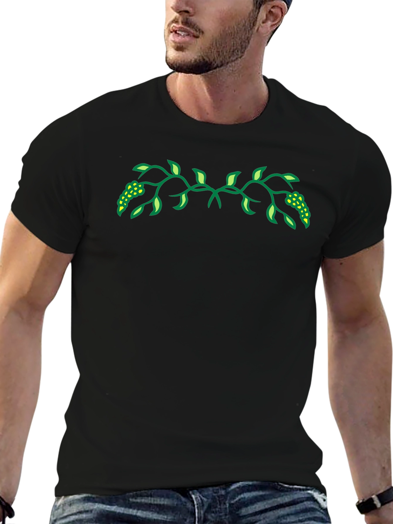 Nature Vine Graphic Black Tee