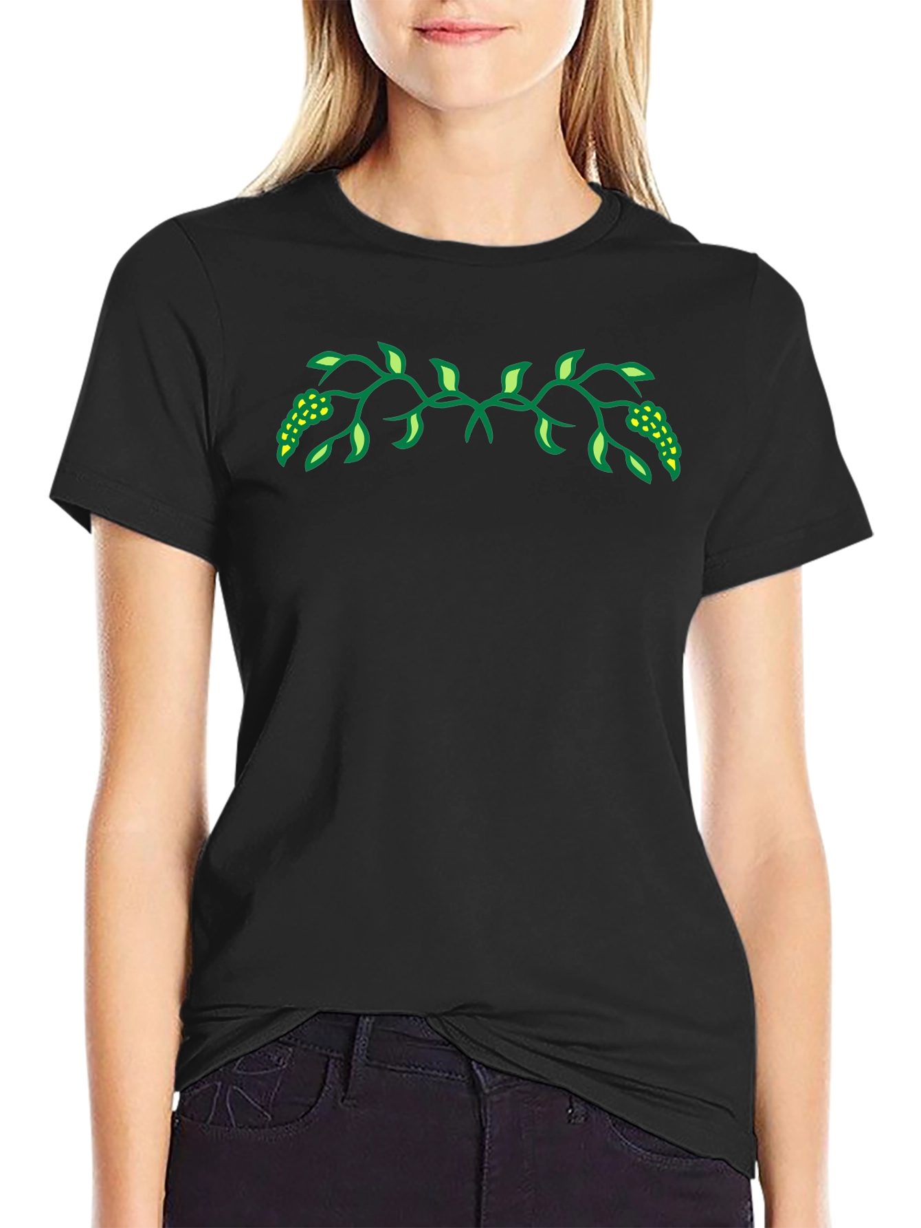 Nature Vine Graphic Black Tee