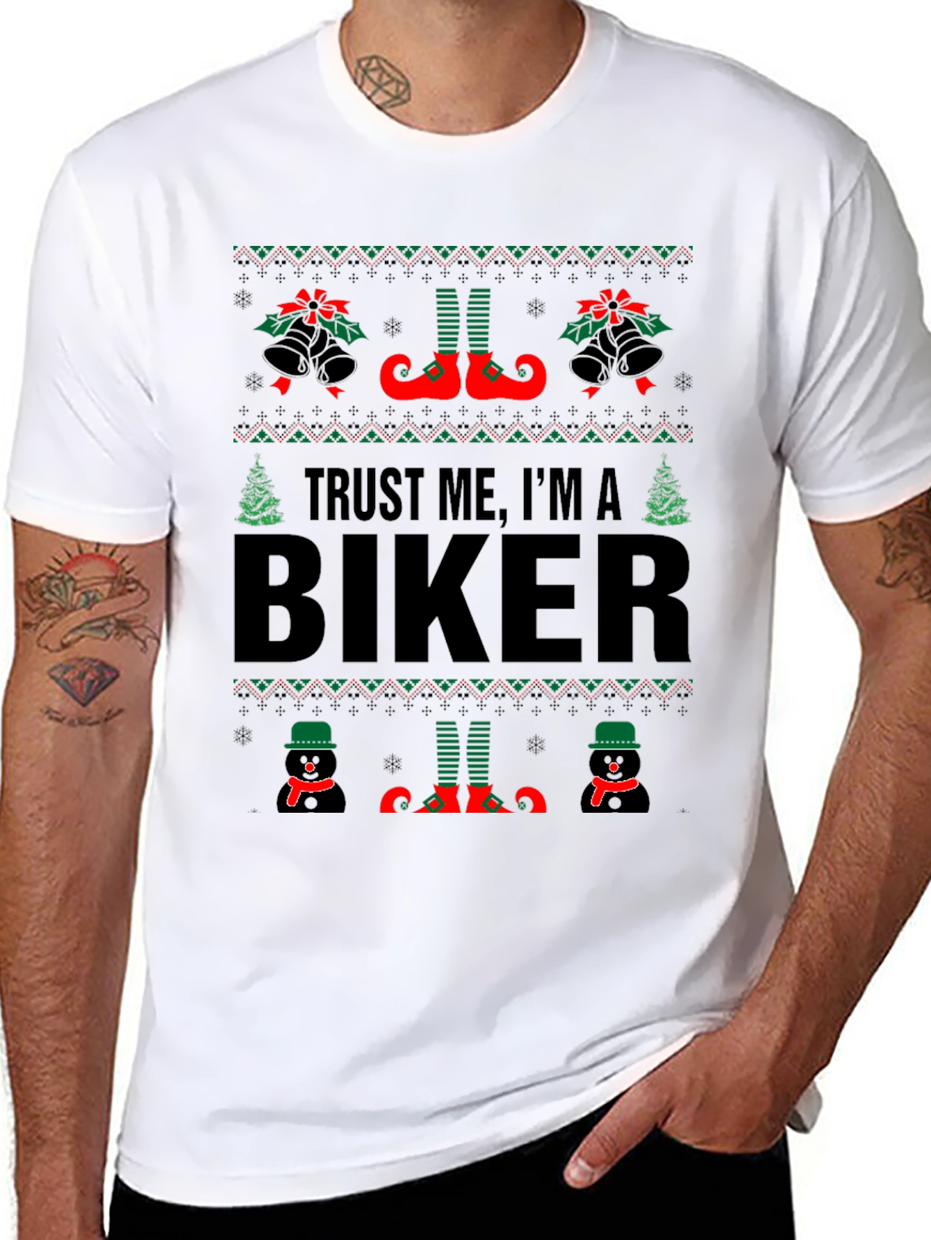 Trust Me Im A Biker Ugly Christmas Sweater T-Shirt