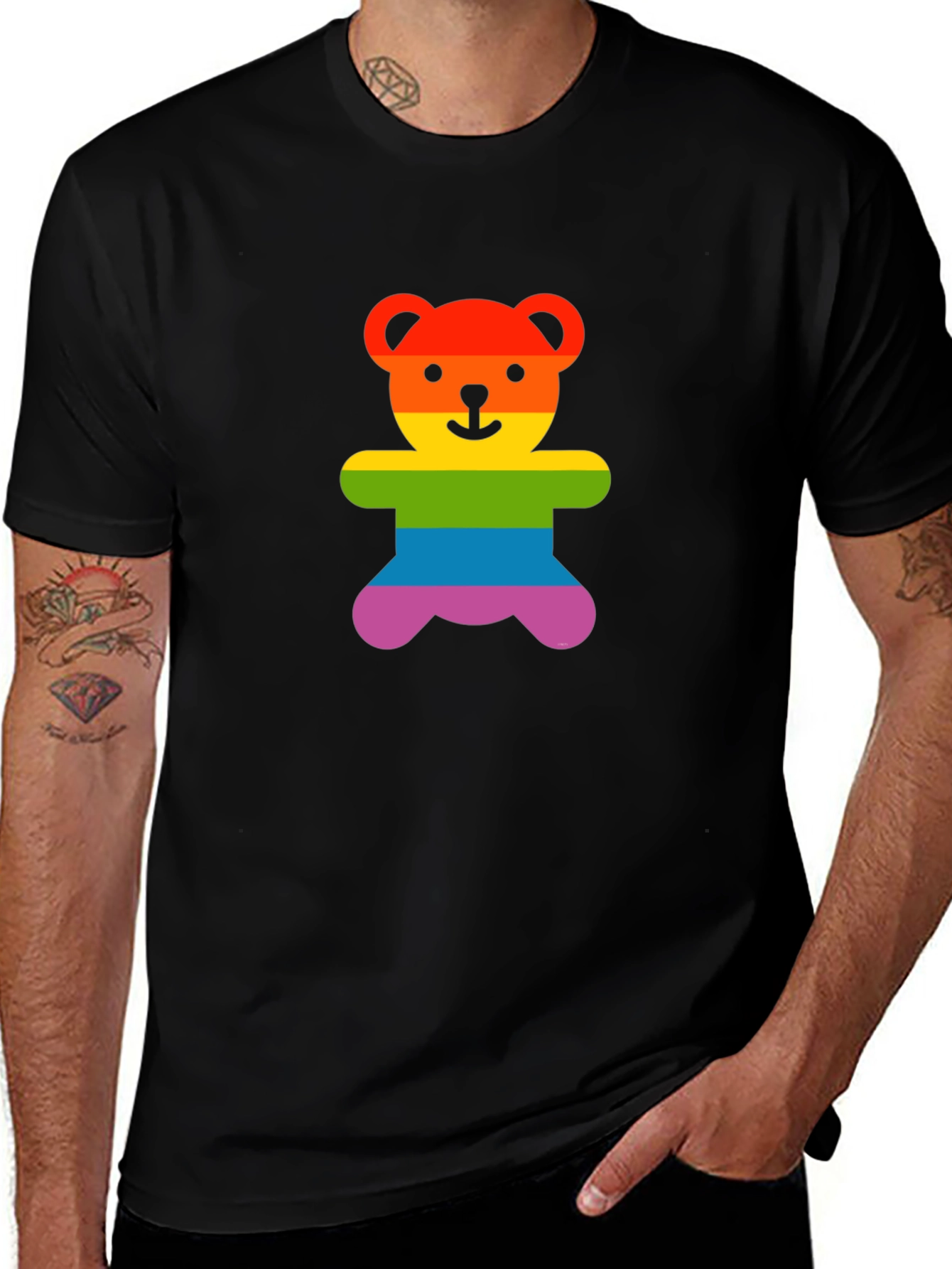 Rainbow Teddy Bear Graphic Tee - Pride Shirt