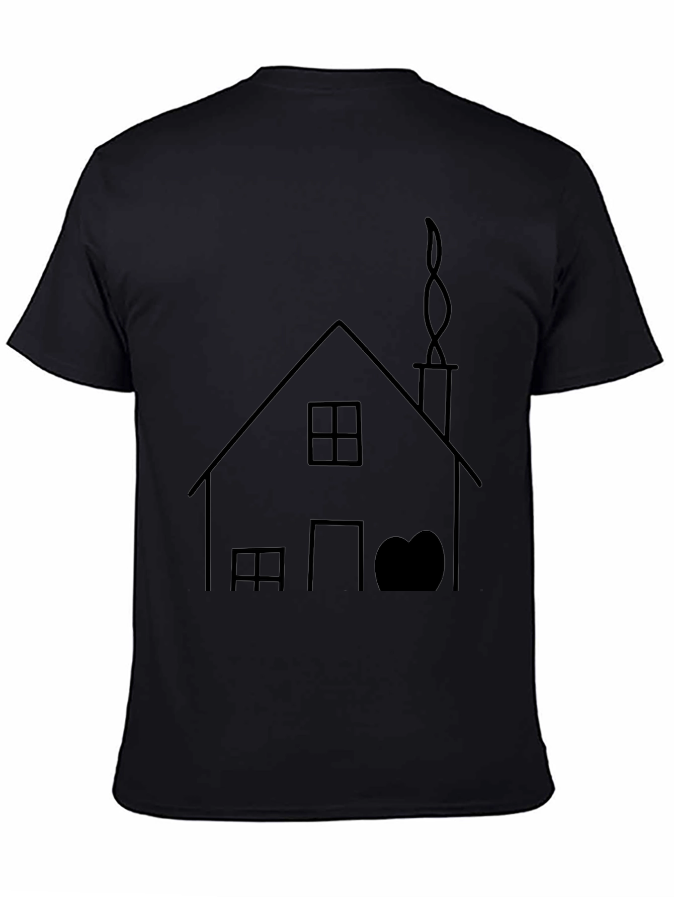 House Graphic Tee - Black Cotton T-Shirt