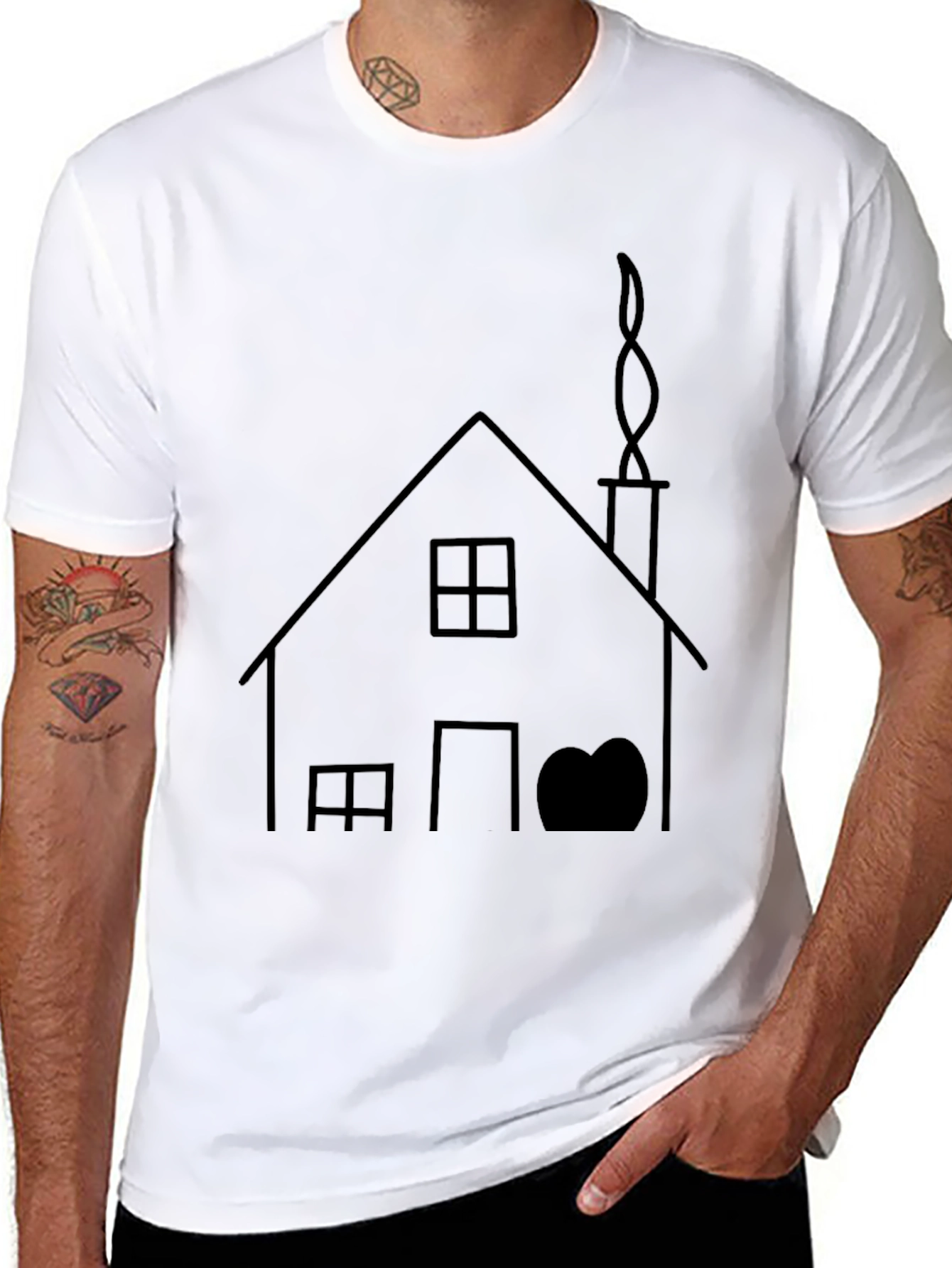 House Graphic Tee - Black Cotton T-Shirt