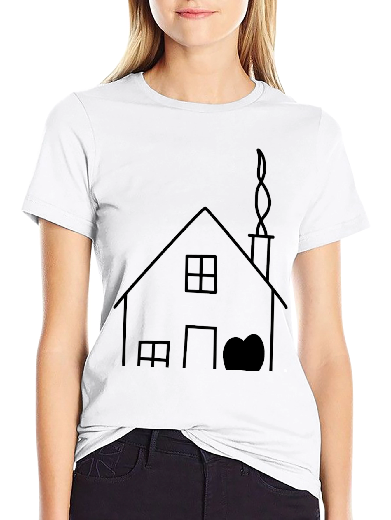 House Graphic Tee - Black Cotton T-Shirt