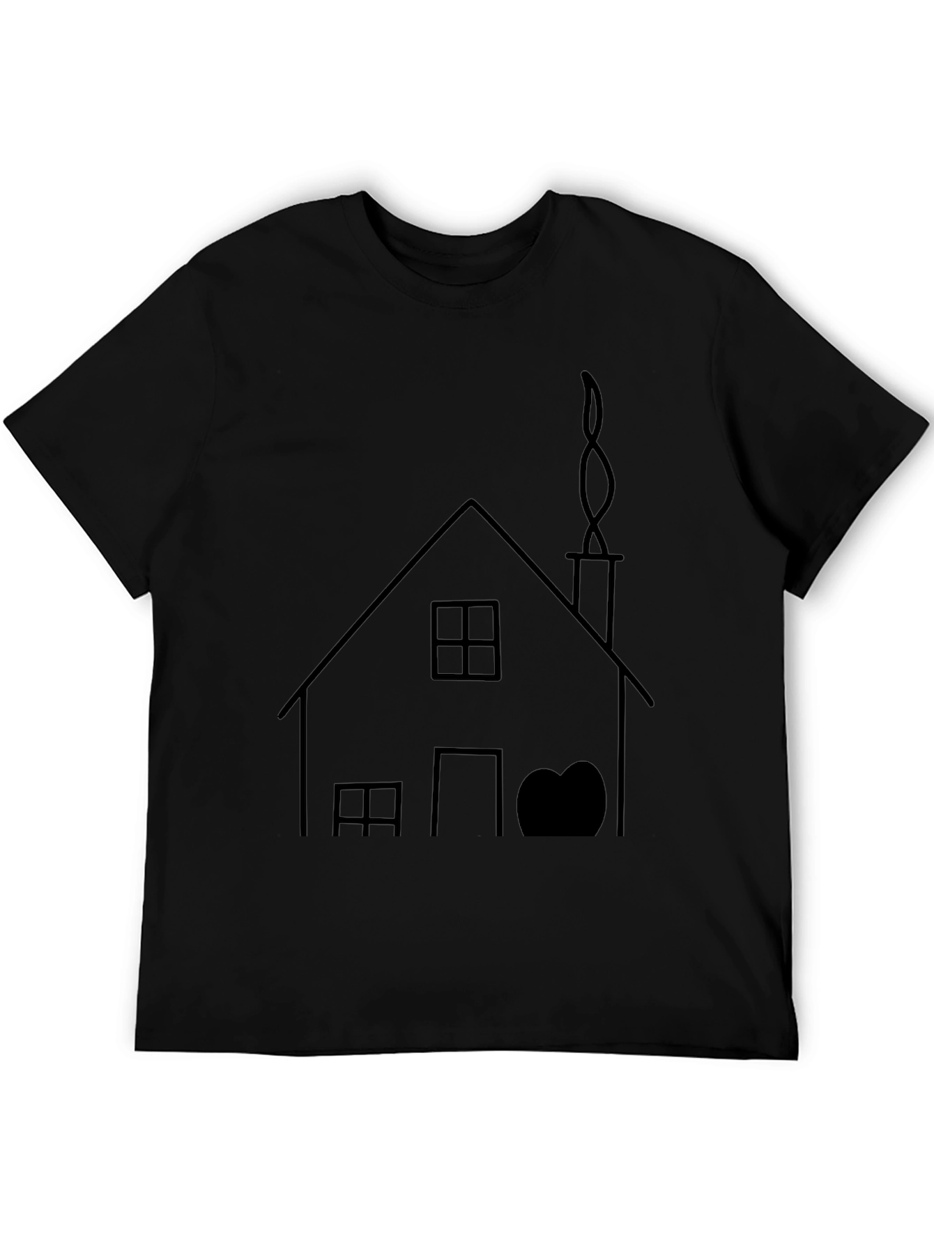 House Graphic Tee - Black Cotton T-Shirt