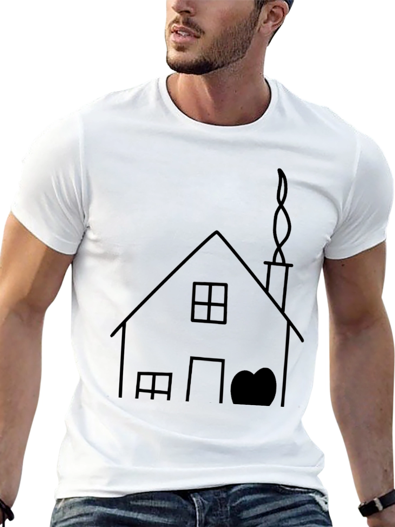 House Graphic Tee - Black Cotton T-Shirt