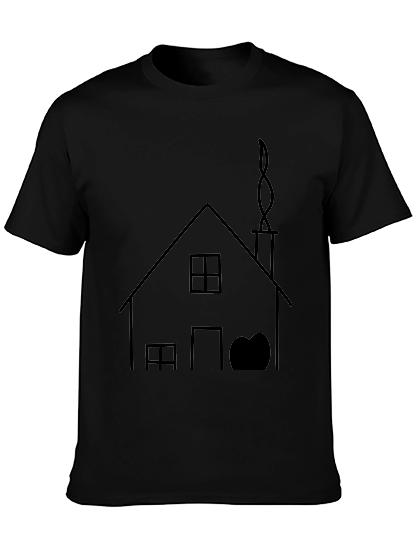 House Graphic Tee - Black Cotton T-Shirt