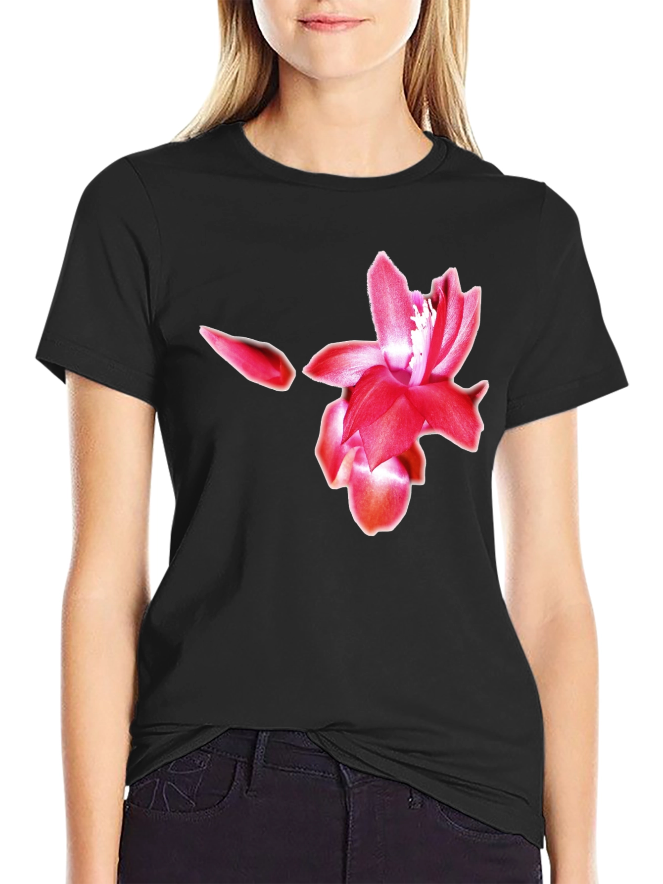 Floral Graphic Black T-Shirt