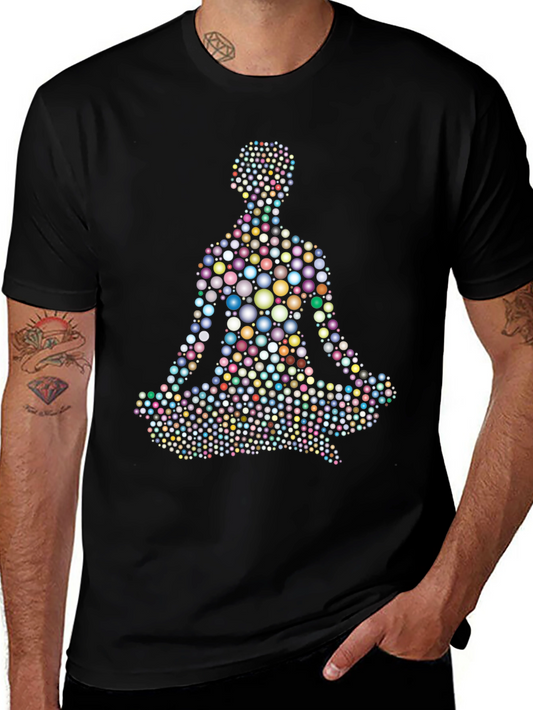 Meditating Colorful Bubble Person Black T-Shirt