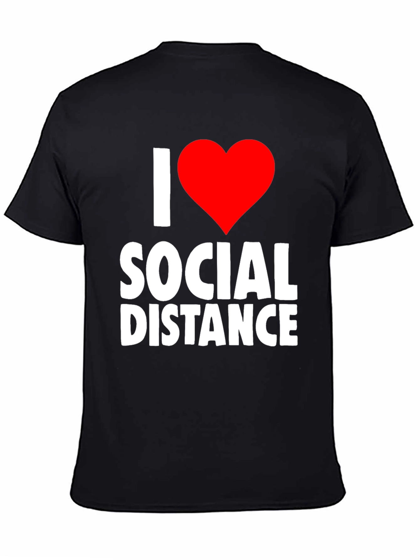 I Heart Social Distance Black Graphic T-Shirt