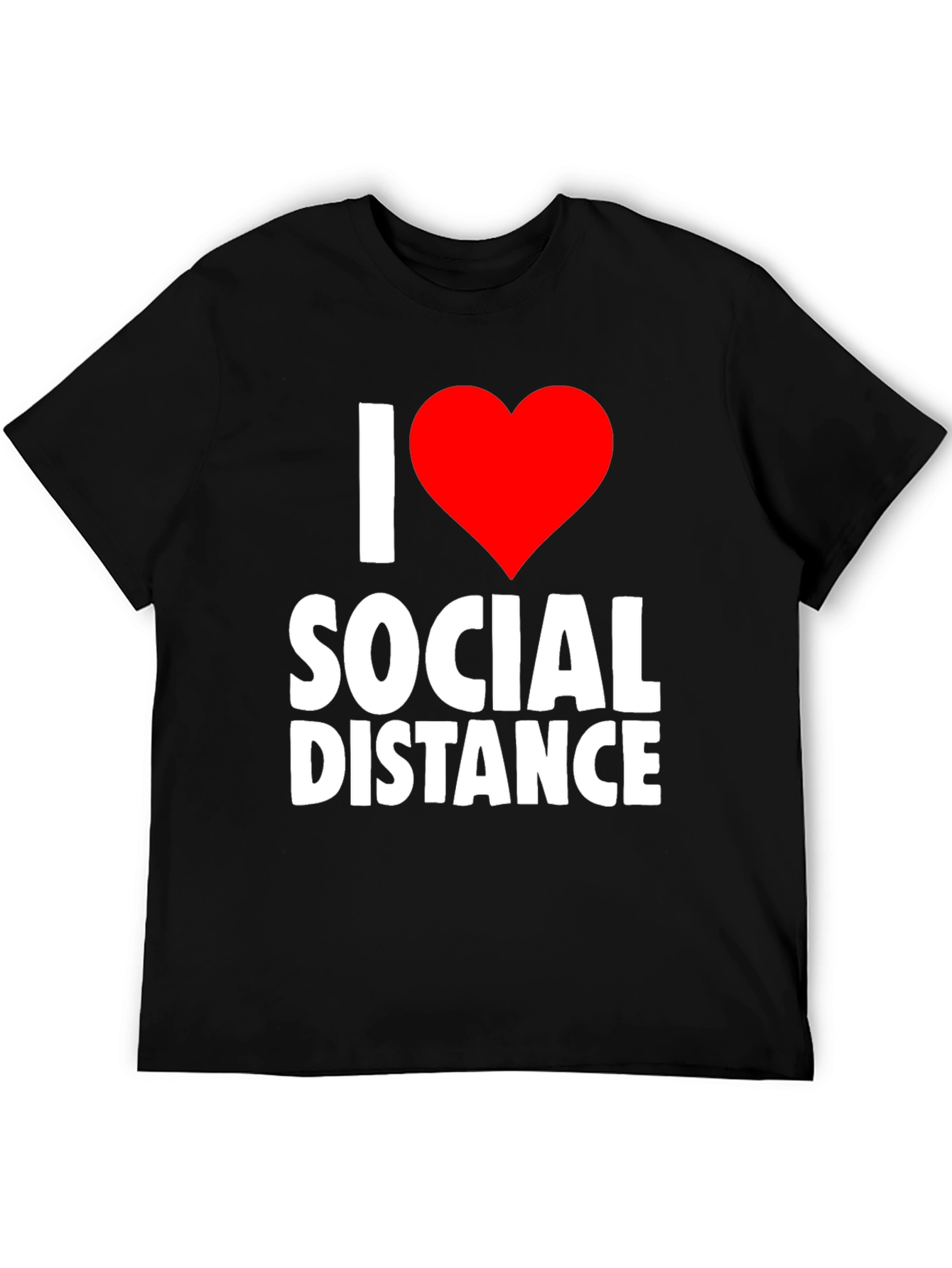 I Heart Social Distance Black Graphic T-Shirt