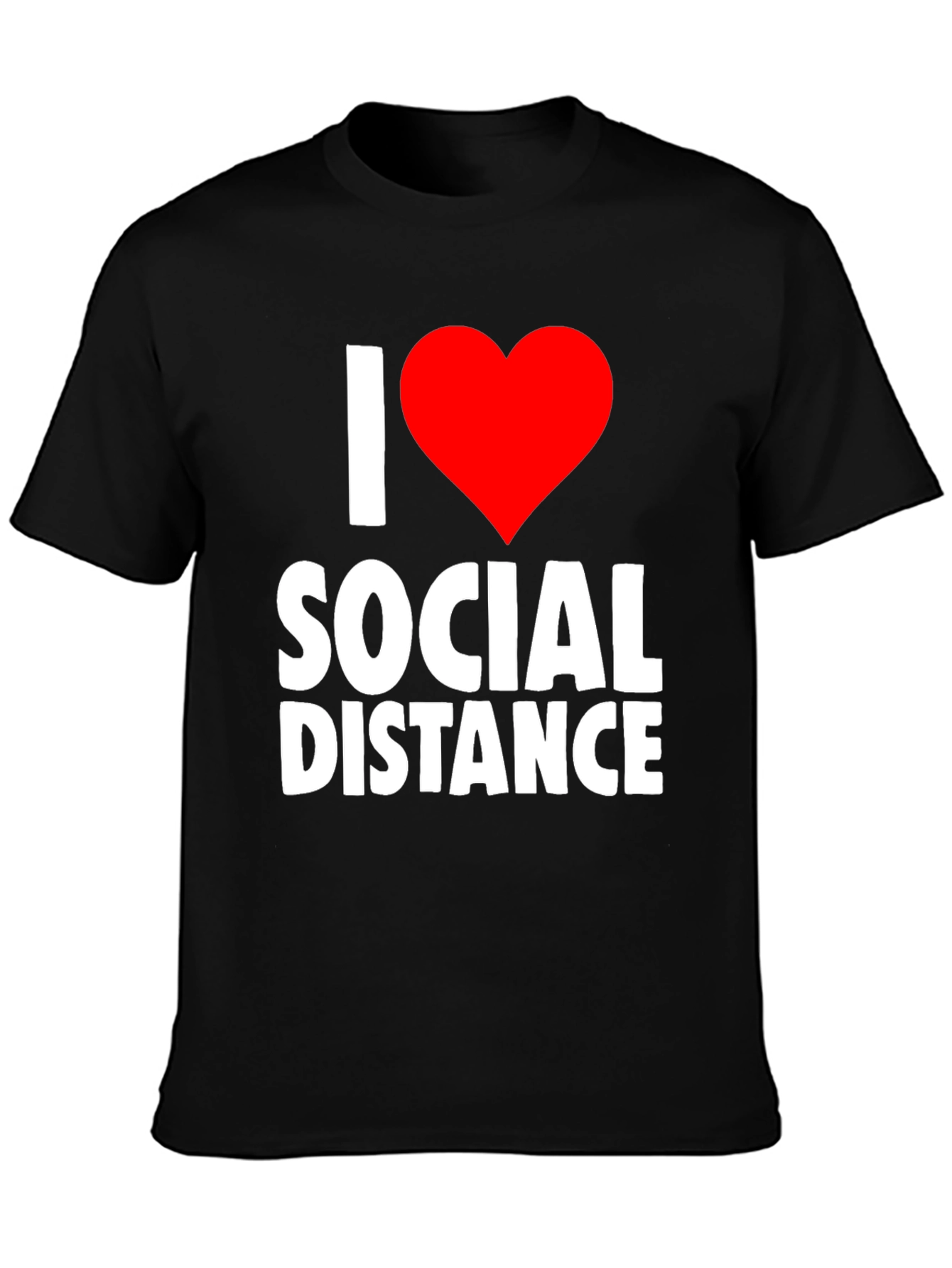 I Heart Social Distance Black Graphic T-Shirt