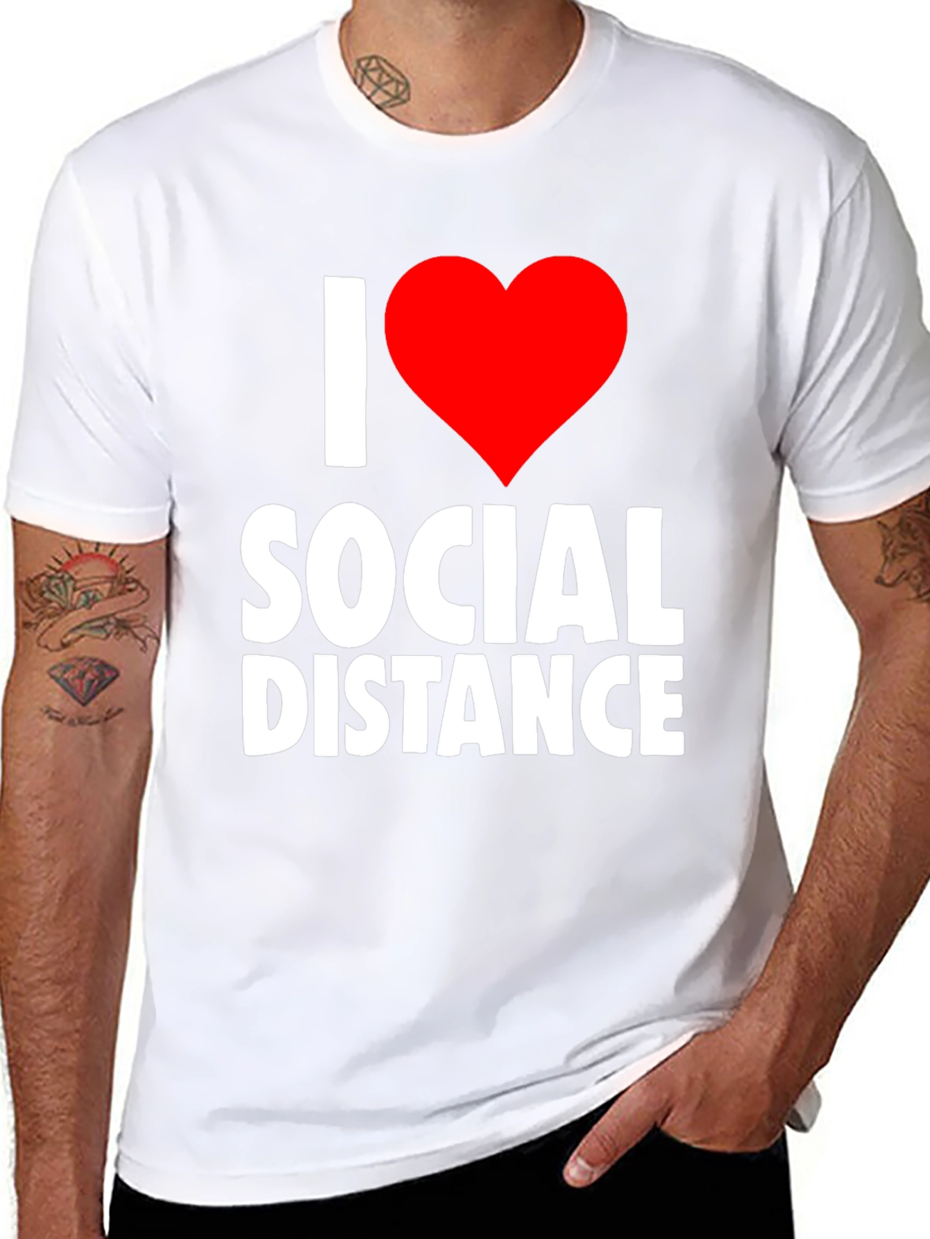 I Heart Social Distance Black Graphic T-Shirt